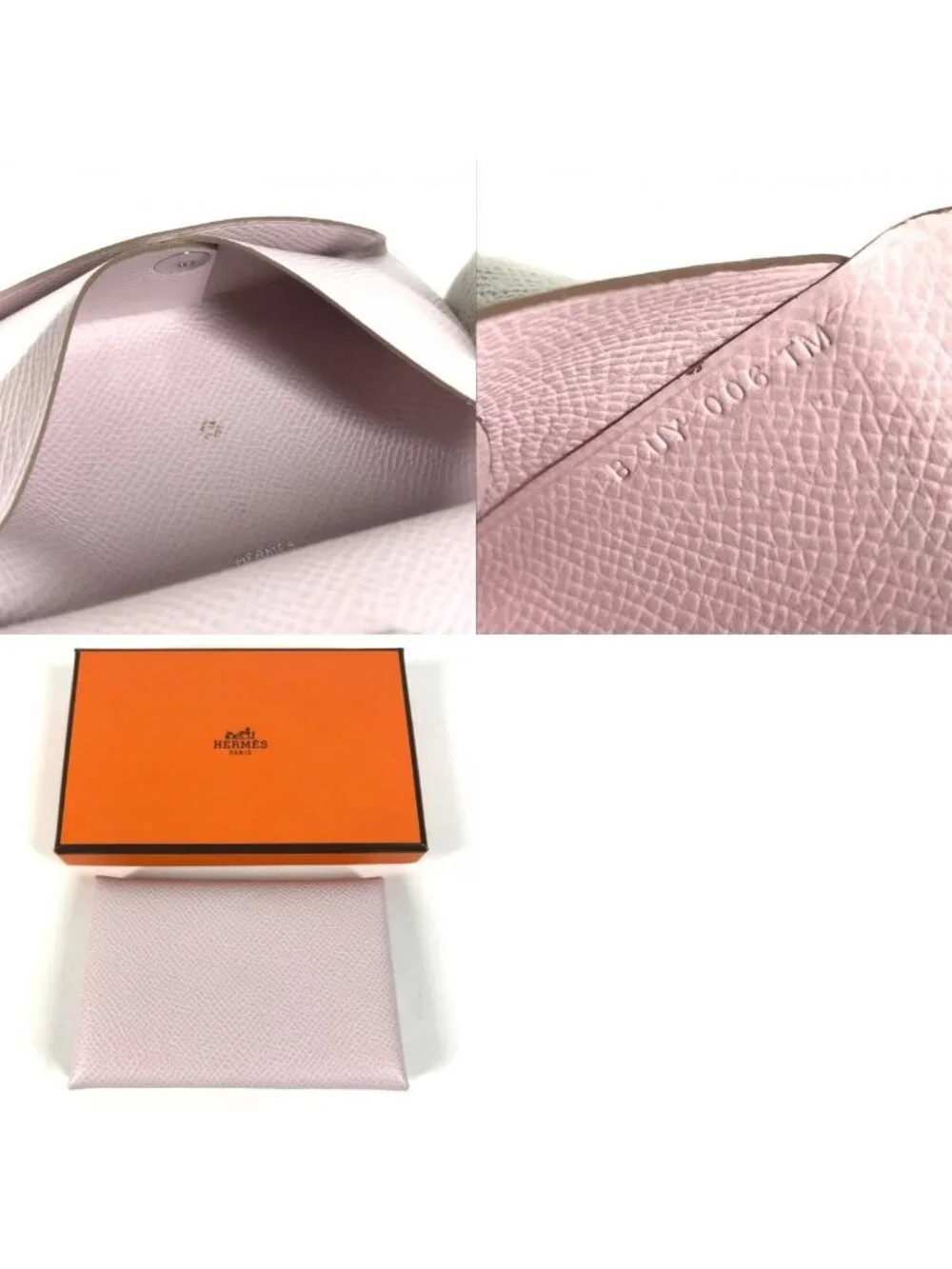 Hermes Bifold Wallet Calvi Duo Epsom Movpel Pink